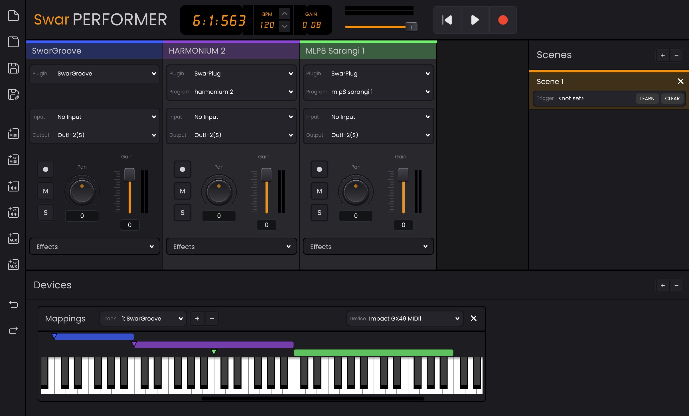 SwarGroove session setup